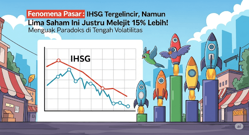 Fenomena Pasar: IHSG Tergelincir, Namun Lima Saham Ini Justru Melejit 15% Lebih! Menguak Paradoks di Tengah Volatilitas
