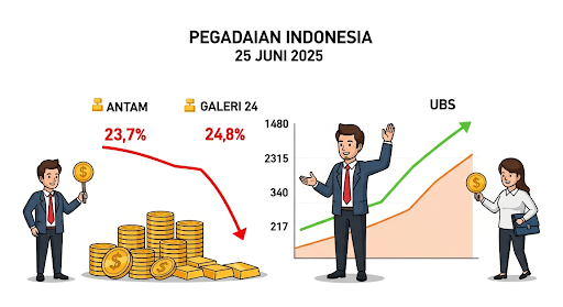 Melihat Lebih Dekat Pergerakan Harga Emas Antam, UBS, dan Galeri 24 di Pegadaian pada Rabu, 25 Juni 2025
