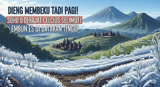 Dieng Membeku Tadi Pagi! Suhu 0 Derajat Celcius Selimuti Embun Es di Dataran Tinggi