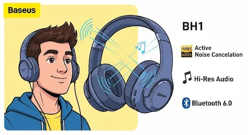 Baseus BH1 Resmi Meluncur: Headphone ANC Dukung Audio Hi-Res &#038; Bluetooth 6.0, Harga Terjangkau!